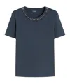 Max Mara Embellished Jersey T-shirt In Blue