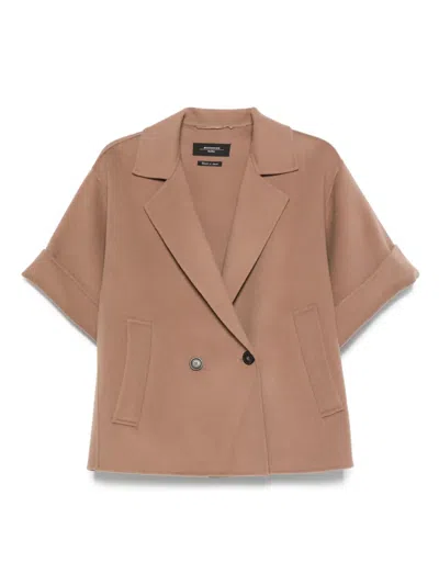 Max Mara Short-sleeve Wool Coat In Neutral