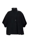 Max Mara Short Sleeve Wool Coat With Buckle Detail In Black