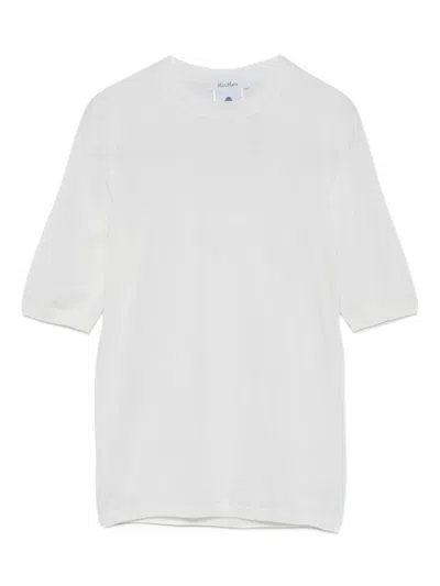Max Mara Short Sleeve Wool Top In White