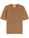 Max Mara Crew Neck Wool Sweater With Short Sleeves