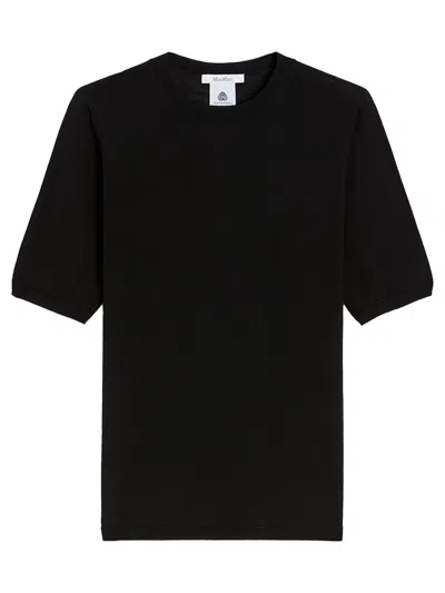 Max Mara Short-sleeved Basic Wool Sweater In Black