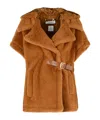 Max Mara Lanos 04 Alpava And Cashmere Cape With Belt In Brown