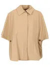 Max Mara Short Sleeved Cape Coats Beige In Brown