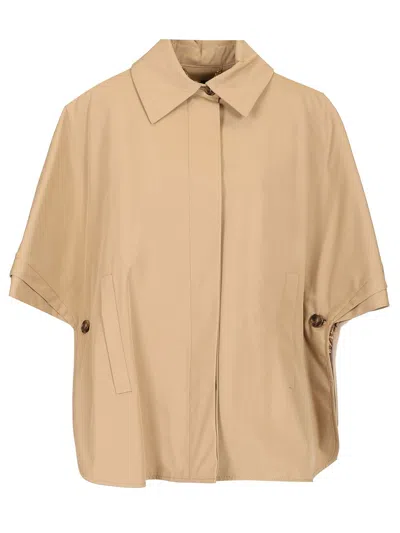 Max Mara Short Sleeved Cape Coats Beige