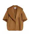Max Mara Short-sleeved Cashmere Cape In Hazelnut Brown