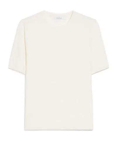 Max Mara Short-sleeved Cashmere Sweater In White