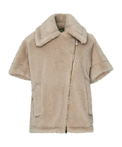 Max Mara Tebe1 Alpaca & Wool Teddy Cape In Beige