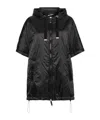 Max Mara Padded Cape With Hood In Water-repellent Canvas In Black