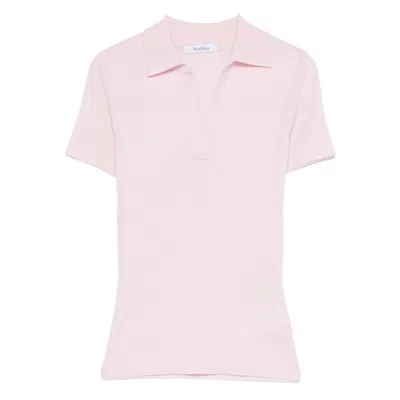 Max Mara Short-sleeved Knit Polo Shirt In Pink