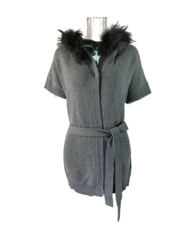 Max Mara Short-sleeved Knitted Cardigan In Gray
