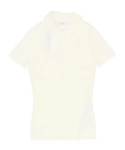 Max Mara Short-sleeved Knitted Polo Shirt In Neutral