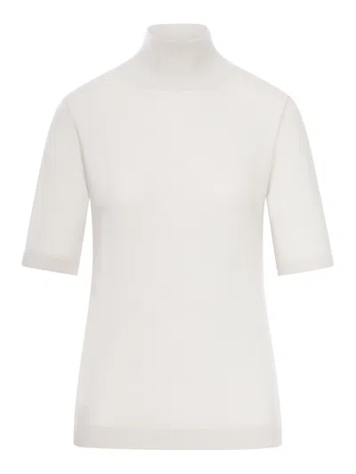 Max Mara Short-sleeved Knitted Pullover In White
