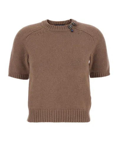 Max Mara Short-sleeved Knitwear In Brown