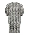 Max Mara Buttoned Puff Sleeve Textured Fabric Dress In Gray