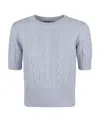 Max Mara Short-sleeved Round-neck Sweater In Blue