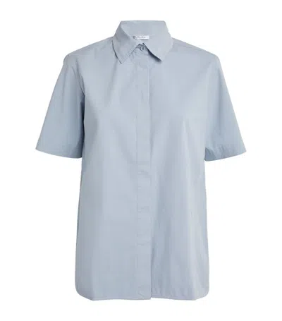 Max Mara Short-sleeved Shirt In Light Blue