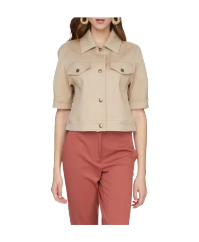 Max Mara Short-sleeved Shirt Casual Jacket In Nude