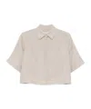 Max Mara Linen Shirt With Cropped Length And Collar In Nude