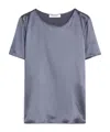 Max Mara Short-sleeved Silk Shirt In Blue
