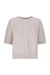 Max Mara Short-sleeved Sweater In Gray