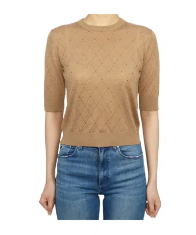 Max Mara Short-sleeved Sweater In Nude