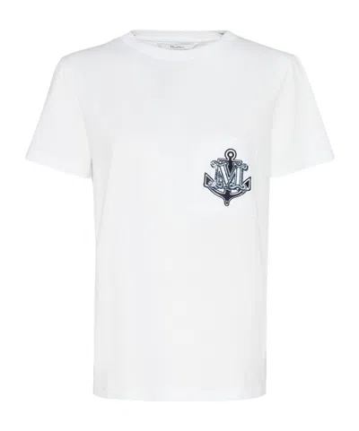Max Mara Acacia Logo Pocket Jersey T-shirt In White