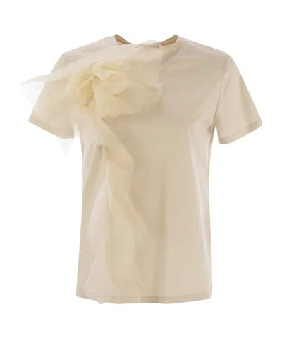 MAX MARA MAX MARA STUDIO SUGHERO FLORAL EMBELLISHED CREWNECK T-SHIRT