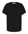 Max Mara Cotton T-shirt With Embroidered Monogram In Black