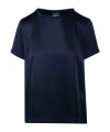 Max Mara Rebecca T-shirt In Blue Viscose Satin In Black