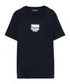 Max Mara Rebecca T-shirt In Blue Viscose Satin In Black