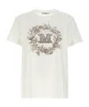 Max Mara Rhinestone Embellished Cotton T-shirt In White