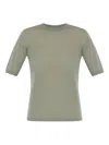 Max Mara Gerico Short Sleeve Virgin Wool Sweater In Green