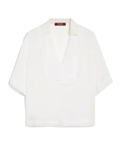 Max Mara Short-sleeved V-neck Polo Shirt In White