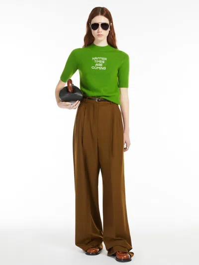 Max Mara Short-sleeved Wool And Cashmere Sweater In Green