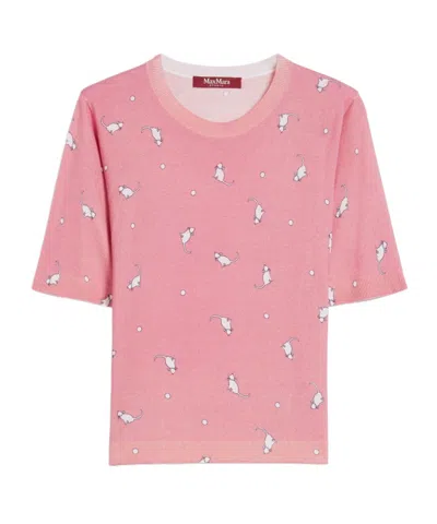 Max Mara Short-sleeved Wool Sweater In Pink