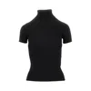 Max Mara Short-sleeved Wool Turtleneck Top In Black