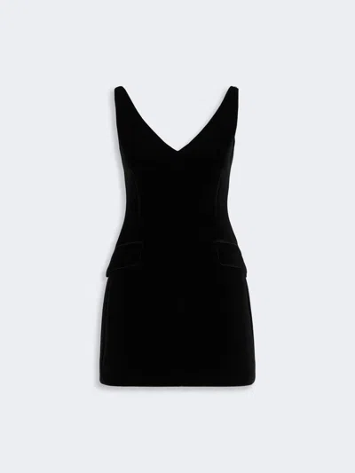 Max Mara Short Sleeveless Velvet Dress In Black