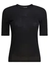 Max Mara Short Sleeve Crew Neck Plain T-shirt In Black