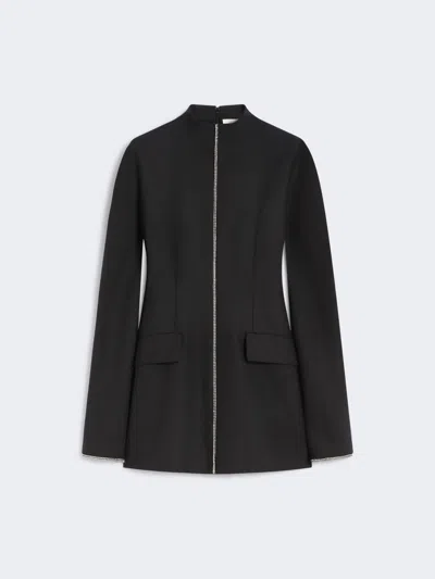 Max Mara Short Stretch Wool-blend Dress In Black