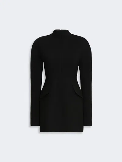 Max Mara Short Stretch Wool-blend Hourglass Dress In Black