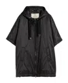 Max Mara Padded Cape With Hood In Water-repellent Canvas In Black