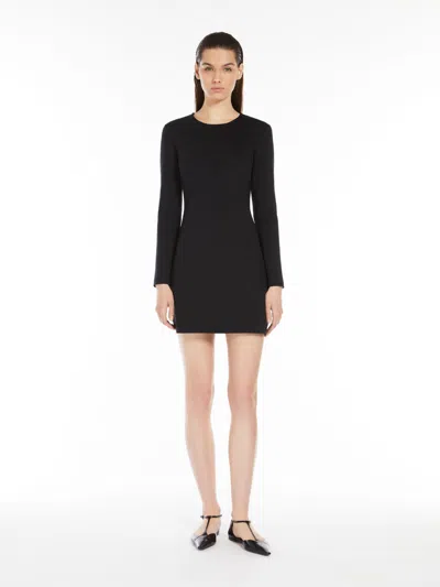 Max Mara Short Technical Jersey Dress In Black
