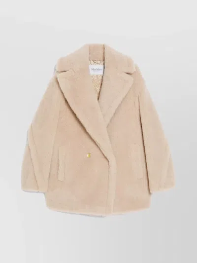 Max Mara Short Teddy Bear Icon Coat Alpaca Wool In Beige