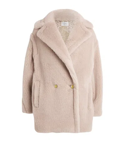 Max Mara Short Teddy Bear Icon Coat In Beige