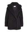 Max Mara Black Teddy Coat In Alpaca And Black Wool In Black