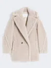 Max Mara Short Teddy Bear Icon Coat In Alpaca And Wool In Neutral