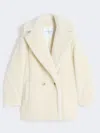 Max Mara Short Teddy Bear Icon Coat In Alpaca And Wool In White