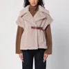 Max Mara Newmant Biker Jacket Cape In Wool And Alpaca Teddy Fabric In Beige