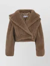 Max Mara Short Teddy Coat Notched Lapels In Brown
